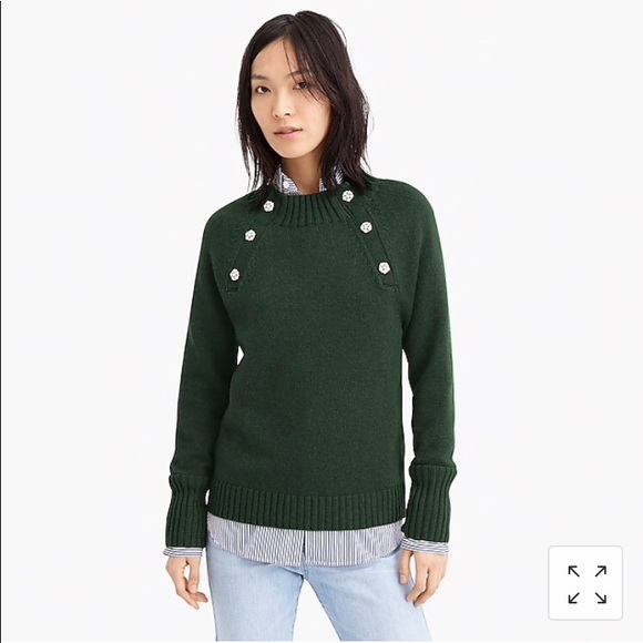 J Crew Crewneck Sweater With Jeweled 